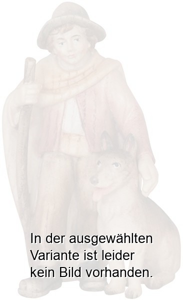 Hirtenjunge mit Schäferhund und Stock